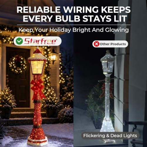 60 Inch 3D Lamp Post Lighted Outdoor Christmas Decoration Wine Red