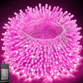 Pooqla 200 LED String Lights Indoor Outdoor, 66 ft Pink Christmas Lights Plug in with Timer, Connectable 8 Modes Waterproof Clear Wire Twinkle Fairy Lights for Halloween Xmas Tree Yard Wedding Decor