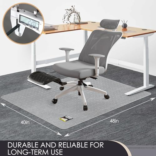 Kuyal Office Chair Mat for Carpet, Clear Heavy Duty Computer Chair Mat,