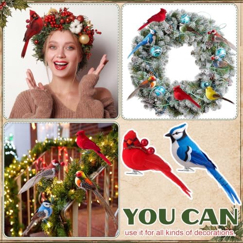 36 Pcs Clip on Bird Ornaments for Christmas Tree