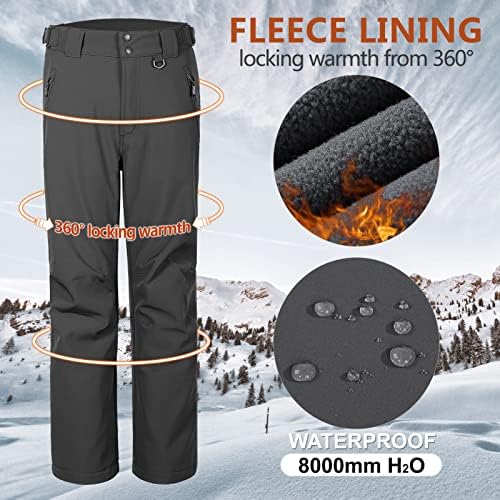 Outdoor Ventures Men's Fleece Lined Ski Snow Pants Waterproof Insulated