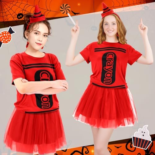 7 Pcs Crayon Costume Set for Adults Women