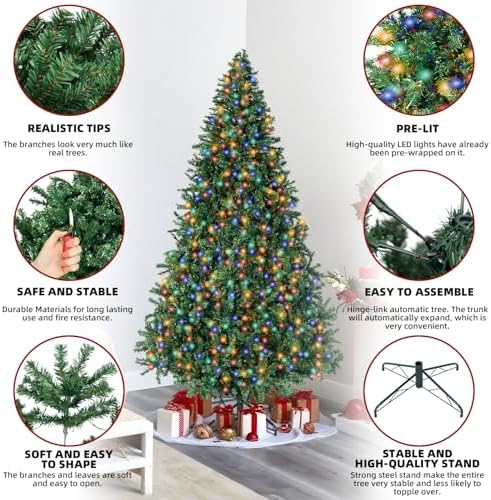 4FT Prelit Christmas Artificial Tree with Led Lights, Lighted Xmas Tree