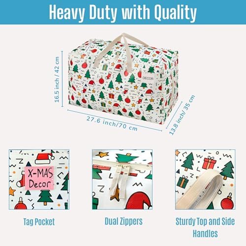 VENO 6 Pack Extra Large Heavy Duty Moving Bags with Wide Opening & Reinforced Handles, Reusable Storage Tote Bags with Strong Zippers for Clothes, College Dorm Essentials & Moving Supplies