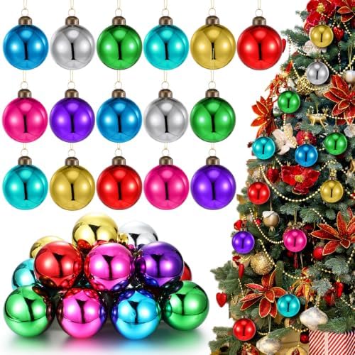 Civaner 32 Pcs 2.36 in Mercury Glass Christmas Balls Ornaments, Multicolor