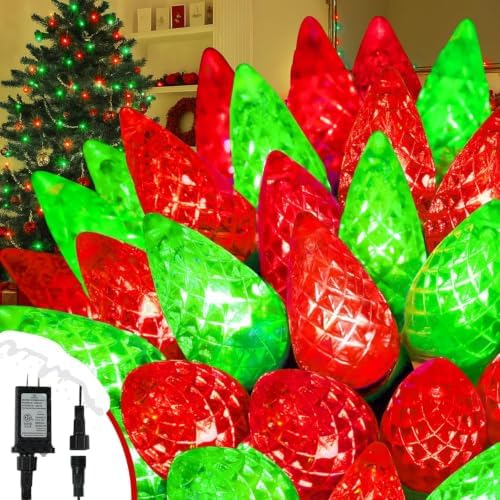 250 LED Linkable C6 Christmas Lights 82FT Christmas Lights Outdoor Decor