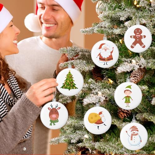 Zubebe 24 Pcs 4 Inch Christmas Blank White Ball Ornaments