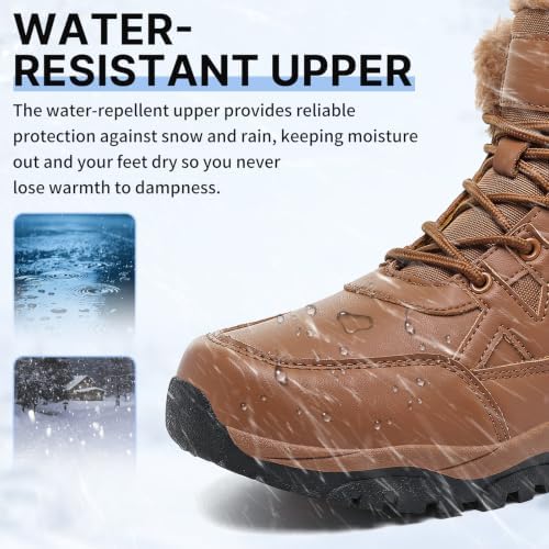 Snow Boots for Men Winter Waterproof Warm Fur Lined Shoes Non Slip Ankle