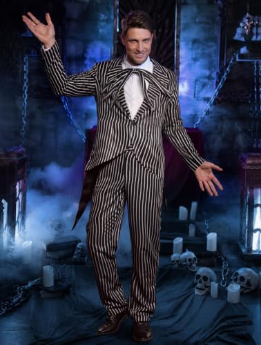 Men Halloween Costume Christmas Irregular Cutting Striped Suit