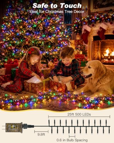 Iseebiz 25Ft 500 LED Cluster Christmas Tree Lights with Remote & Timer