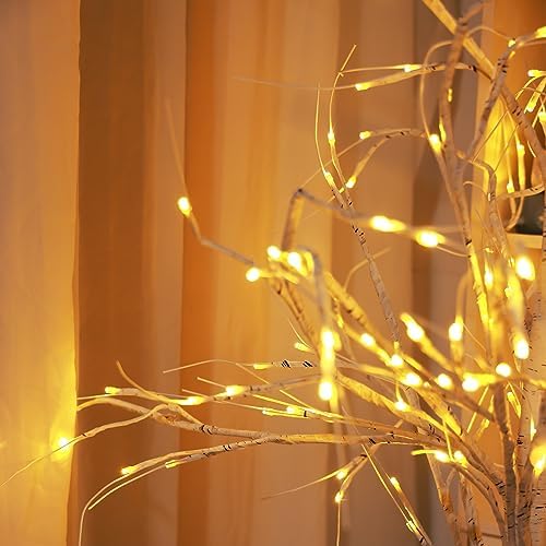 4 Pack 4FT Lighted Birch Trees, 192 LED Twinkling Trees, 2 Lighting Modes