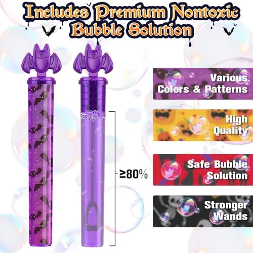 Shemira 80pcs Halloween Bubble Wands, Halloween Party Favors for Kids, Halloweens' Goodie Bags Fillers, Trick Or Treating Toys Bulk, Halloween Miniatures Prizes, for Kids,