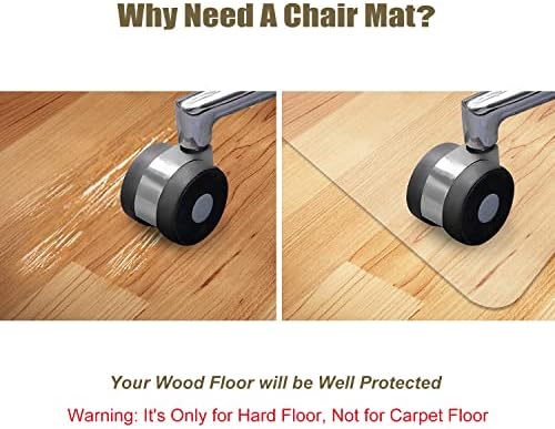 Kuyal Clear Chair Mat, Hard Floor Use, 48" x 36" Desk Chair Mat