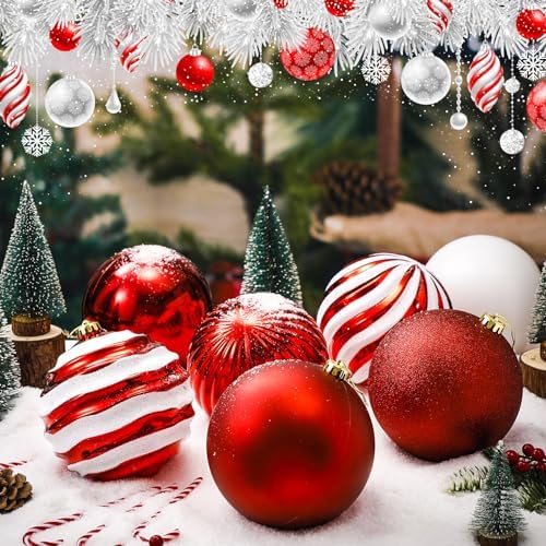 Deekin 8 Pack Large Christmas Ornaments Balls, 6 Inch Jumbo Glitter, Vivid