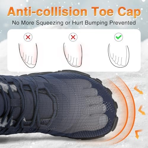 Womens Mens Barefoot Boots Shoes Minimalist Winter Snow Boots Warm Ankle Booties Zero Drop Sole Wide Toe Box Slip on Sneakers