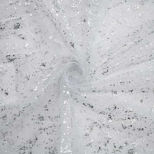 Artoid Mode 2-Pack White Silver Gauze Table Runner 10FT, Glitter Metallic Foil Sheer Dining Holiday Wedding Anniversary Birthday Table Decor for Home Party