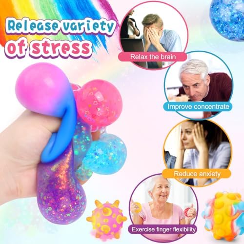 36 Pack Stress Balls, Squishy Balls, Squishy Fidget Stress Relief