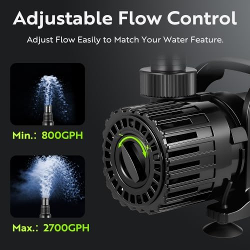 150W Pond Pump, Adjustable Flow 800~2,7800GPH Fountain Pump