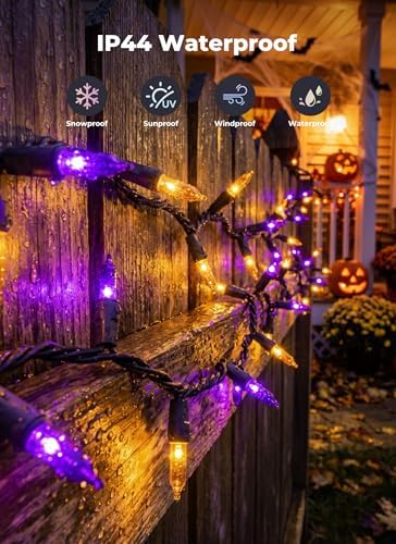 Minetom Halloween String Lights Orange & Purple 100 Count 20 Feet