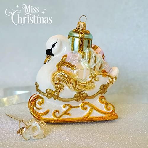 Miss Christmas 2026 Collection Gifts Galore Blown Glass Christmas Tree Ornament (Fairytale Swan Sleigh)