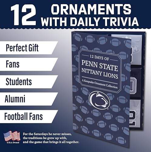 Penn State Nittany Lions 12-Day Ornament Advent Calendar Football PSU Gift