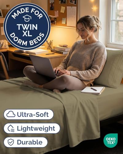 Twin XL Size 3 Piece Sheet Set - Comfy Breathable & Cooling Sheets - Khaki
