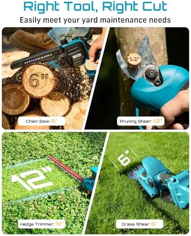 SEESII 8-in-1 Cordless Pole Chainsaw, Hedge Trimmer, Pruning Shears Combo