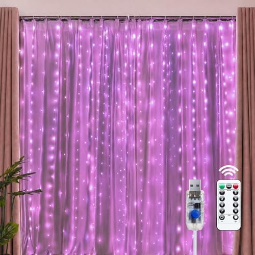 Brightown 300 LED Fairy Curtain Lights, 9.8ft x 9.8ft Curtain String Lights