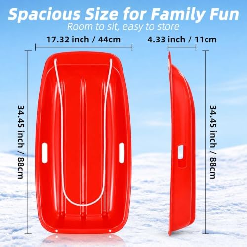 35in Snow Sled - PPB+TPE Toboggan with Rope & Handles