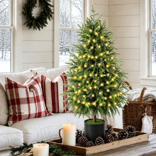 Christmas Decorations - 2 Pack Pre-Lit 3FT Artificial Norfolk
