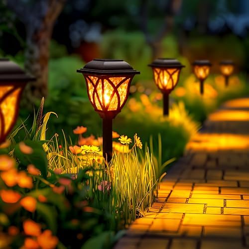 GIGALUMI Solar Lights Outdoor Waterproof, LED Solar Garden Lights
