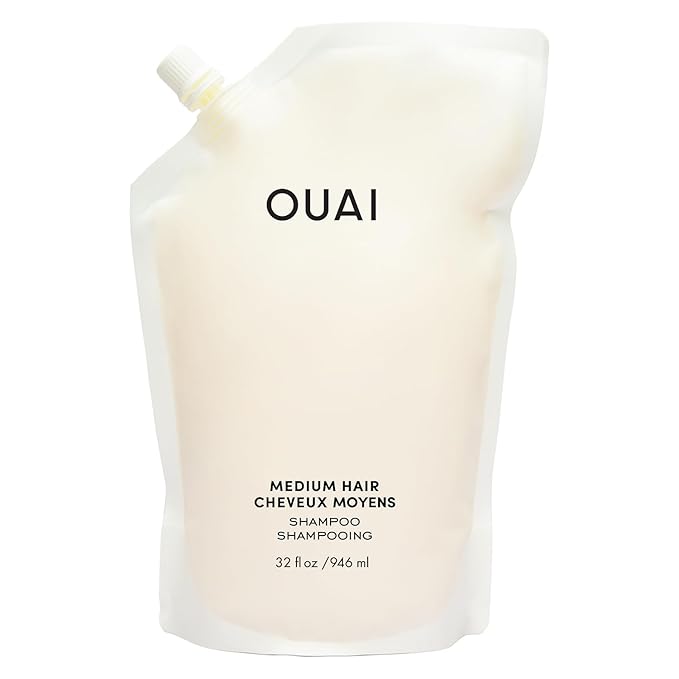 OUAI Medium Hair Shampoo - Hydrating Shampoo for Color Treated Hair & Dry Scalp - Nourishes, Strengthens, Reduces Breakage & Adds Shine - Coconut Oil, Babassu, Keratin - Sulfate Free, Refill 32 Oz