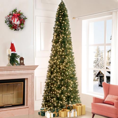 Naomi Home Vienna 9ft Prelit Slim Artificial Christmas Tree with Lights