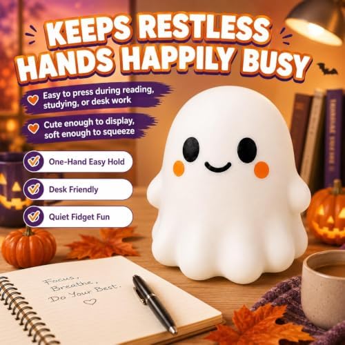 Jumbo 5.7 Inch Cute Ghost Squishy , Soft Slow‑Rising Squeeze Fidget Toy . Halloween Stress‑Relief Desk Decor, Ideal Party Favor and Classroom Gift for Teens and Adults (Style 1)