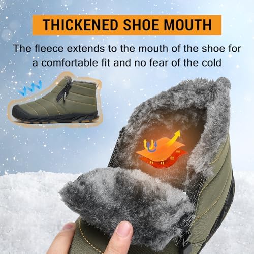 ziitop Snow Boots Mens Waterproof Winter Boots Fur Lined Warm Ankle Boots