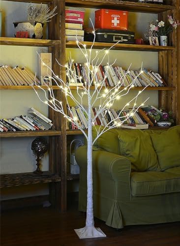 LIGHTSHARE 4 Feet Birch Tree, 48 LED Lights, Warm White, for Home, Festival, Party, and Christmas Decoration, Indoor and Outdoor Use