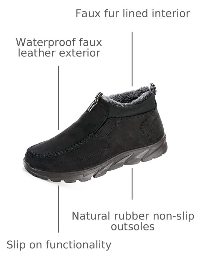 COSIDRAM Mens Shoes Winter Snow Boots Slip On Warm Cotton Padded Loafers