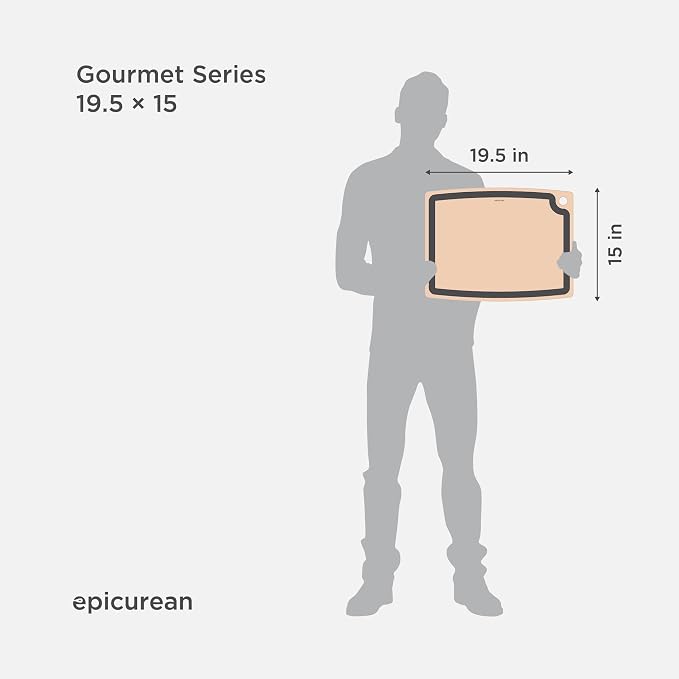 Epicurean Gourmet Series Cutting Board with Juice Groove, 19.5-Inch by 15-Inch, Natural/Slate