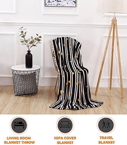 Elegant Comfort Luxury Velvet Super Soft Christmas Prints Fleece Blanket-Holiday Theme Home Décor Fuzzy Warm and Cozy Throws for Winter Bedding, Couch and Gift, 50 x 60 inch, Golden Hearts