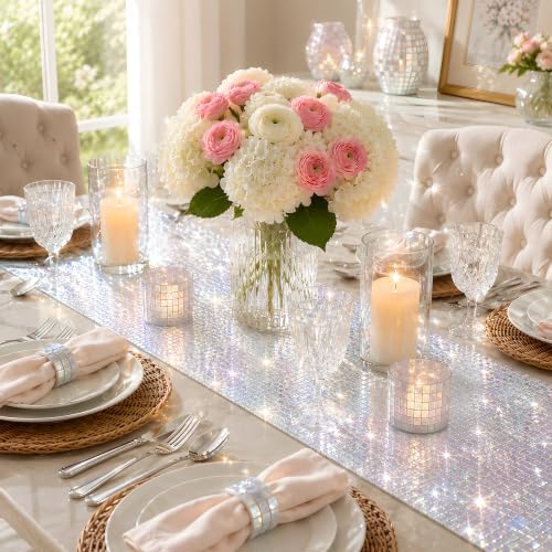 Disco Party Decorations - Iridescent Glitter Disco Table Runner
