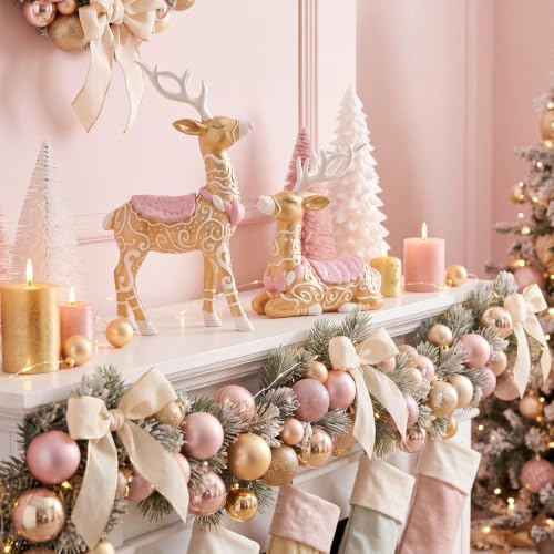 Amyhill 2 Pcs Pastel Gingerbread Christmas Reindeer Decor Resin Figurines