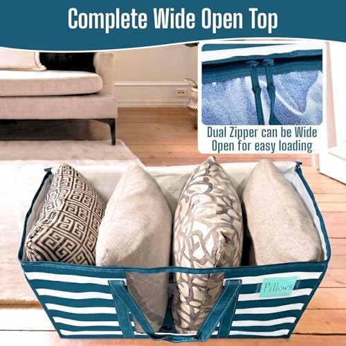 VENO Moving Bags, Wide Open Top, Clear Window, Classic Navy Stripe, 10 Pack