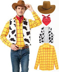 EFORLED Couples Halloween Costumes for Men 2026 Adult,Cowboy Yellow Plaid Shirt Outfit