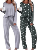 Ekouaer 2 Pack Womens Pajama Sets Long Sleeve Long Pants Pjs Loungewear