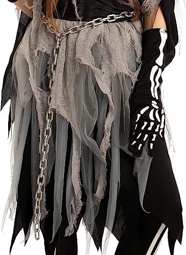 Spooktacular Creations Girl Grim Reaper Costume with Gloves and Tights Glow in the Dark, Scary Halloween Costume