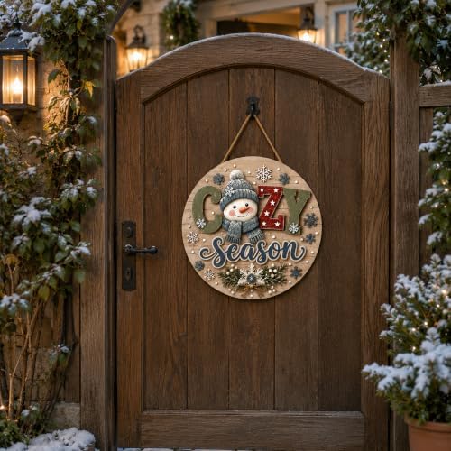 Winter Decorations - 2D Printed Flat Cozy Season Door Sign for Front Door