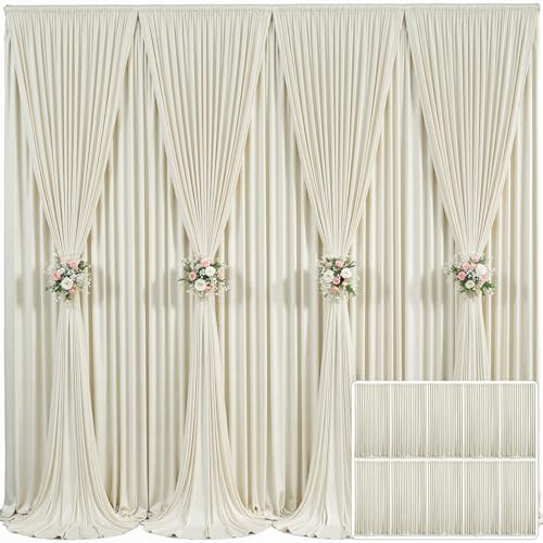 10 Panels Beige Backdrop Curtain for Wedding Parties Wrinkle Free Beige Photo Curtains Backdrop Drapes Fabric Decoration for Baby Shower Photography 50ft(W) x 10ft(H)