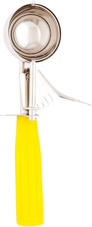 Restaurantware Bundle: 3 Ice Cream Scoops Trigger Release Stainless Steel Dishers 2/4 / 8 Ounce Cookie Scoops For Baking, Yellow, Gray and Orange, Portion Control, Cookie Dough, Cupcake Batter