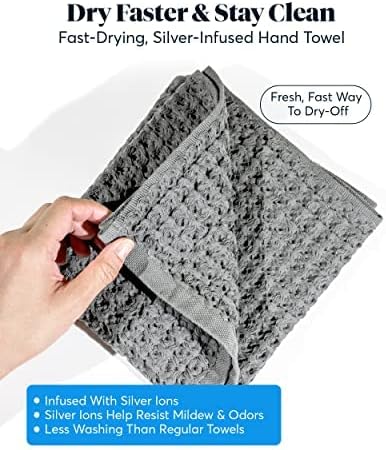 Sutera Silverthread Bath Towel | 16" x 30" (Grey) | Silver Ion Technology; waffle weave design for quick-drying; 100% U.S. Pima Cotton; plush for spa or everyday use