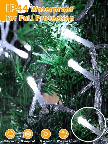 Guhope String Lights 1200LED 196FT, Waterproof Outdoor String Lights with Remote and Timer, 8 Modes Dimmable Fairy Lights for Indoor Outdoor Wedding Party Holiday Decorations (Cool White)